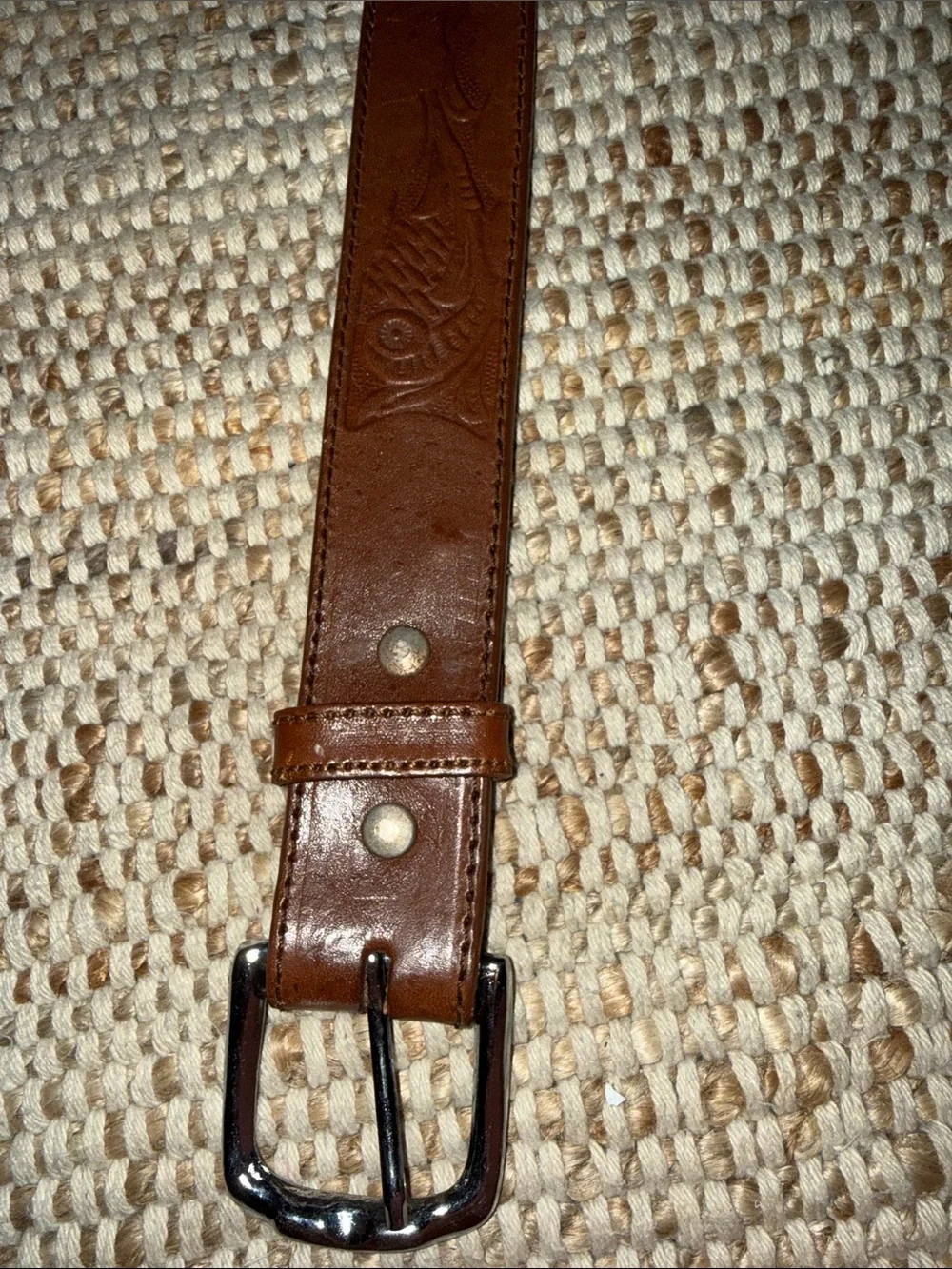 Men's Brown Leather Belt with Decorative Metal Accents Cindilo Mexico